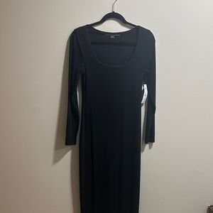 Spiritual Gangster Elegant Black Long Sleeve Dress